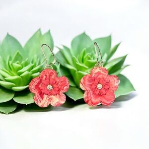 Perfectly imperfect by Heather. Floral Christmas hibiscus Earrings